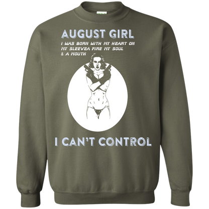 August Girl I Was Born With My Heart T-shirt Military Green
