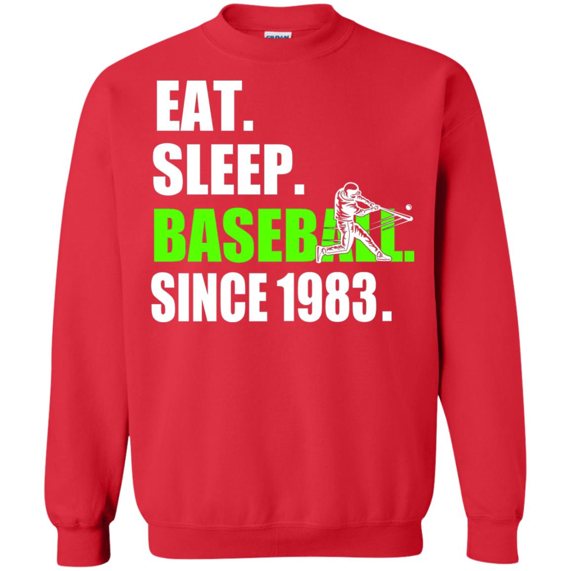 Eat Sleep Baseball Since 1983 35th Birthday Shirt Red