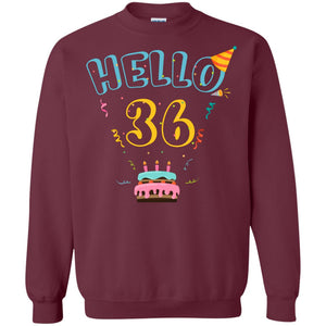 Hello 36 Thirty Six 36th 1982s Birthday Gift  ShirtG180 Gildan Crewneck Pullover Sweatshirt 8 oz.