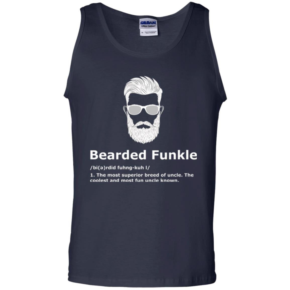 Funny Uncle T-shirt Bearded Funkle Navy