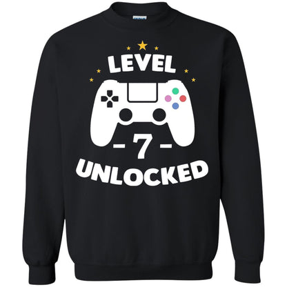 Level 7 Unlocked Gamer Seventh Birthday Party Shirt Black