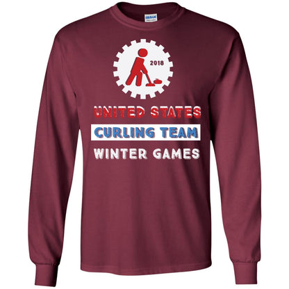 United States Curling Team Winter Games Curling Lover T-shirt Maroon