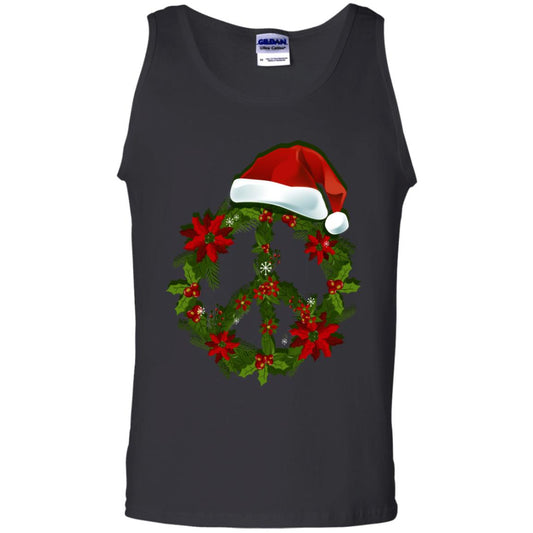 Peace Sign Christmas Wreath Gift Shirt For Men Women Kids Black