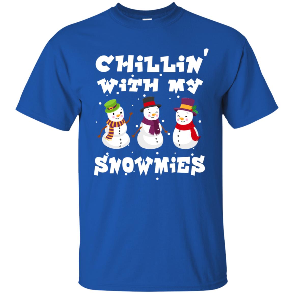 Chillin' With My Snowmie Snowman X-mas Gift Shirt For Mens Womens Kids Royal