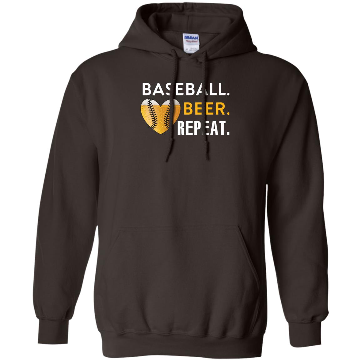 Baseball Lover T-shirt Beer Repeat Dark Chocolate