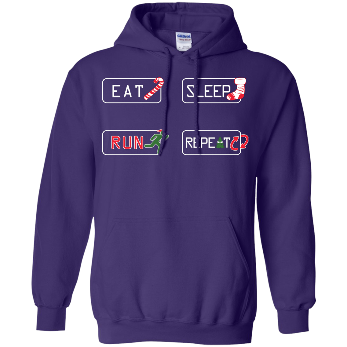 Christmas T-Shirt Eat Sleep Run Repeat Purple