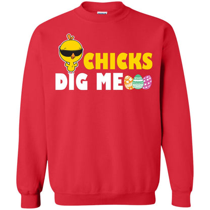 Chicks Dig Me Funny Chicken Shirt For Easter Day Red