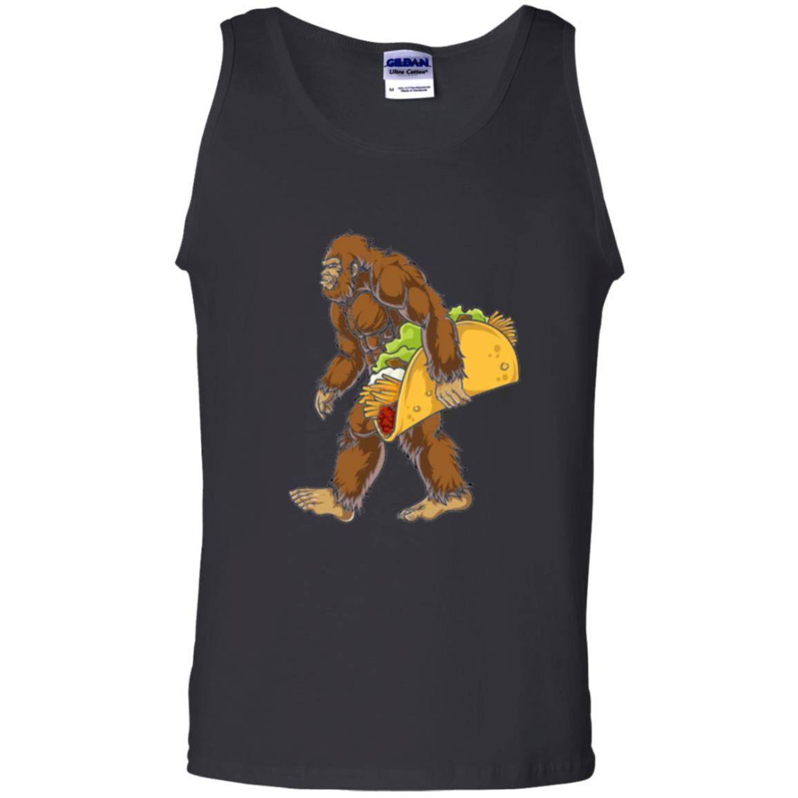 Camping T-shirt Bigfoot Sasquatch Carrying Taco Black