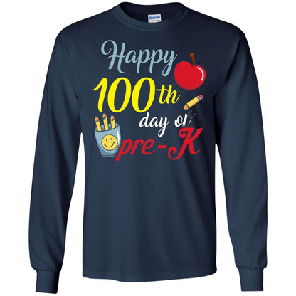 Kindergarter T-shirt Happy 100th Day Of Pre-k Navy