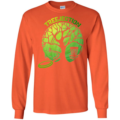 Funny Disc Golf T-shirt Treejection Orange