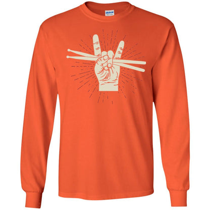 Drummer T-shirt Drumsticks Percussion Rock Orange