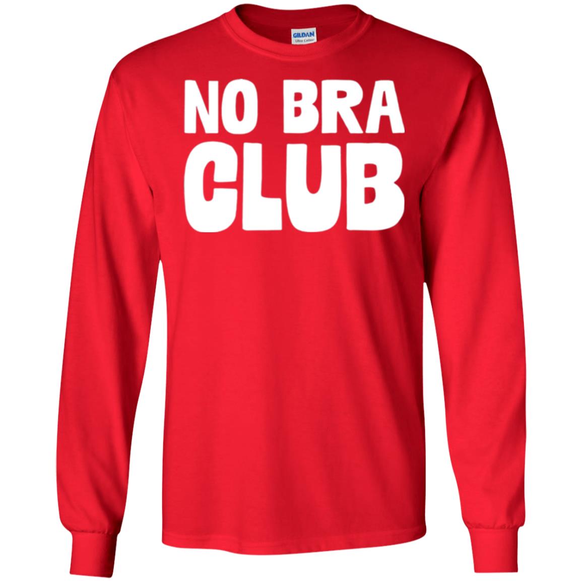 No Bra Club T-shirt Funny Feminist Women No Bra Red