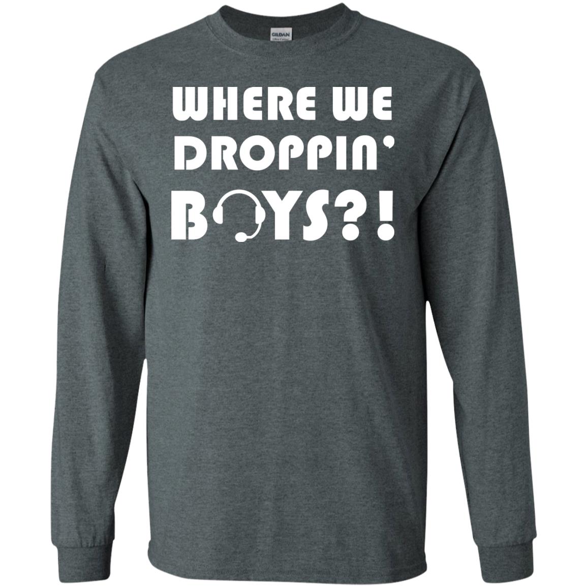 Where We Dropping Boys Gamer Shirt Dark Heather