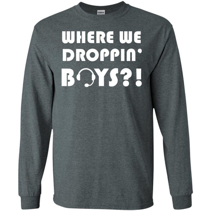 Where We Dropping Boys Gamer Shirt Dark Heather