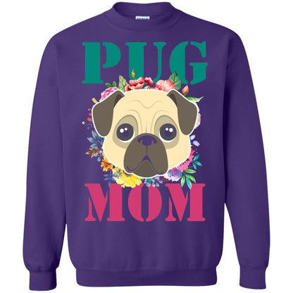 Floral Pug Mom T-shirt Puppy Pet Lover Purple