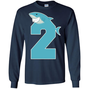 2nd Birthday Shark Party ShirtG240 Gildan LS Ultra Cotton T-Shirt