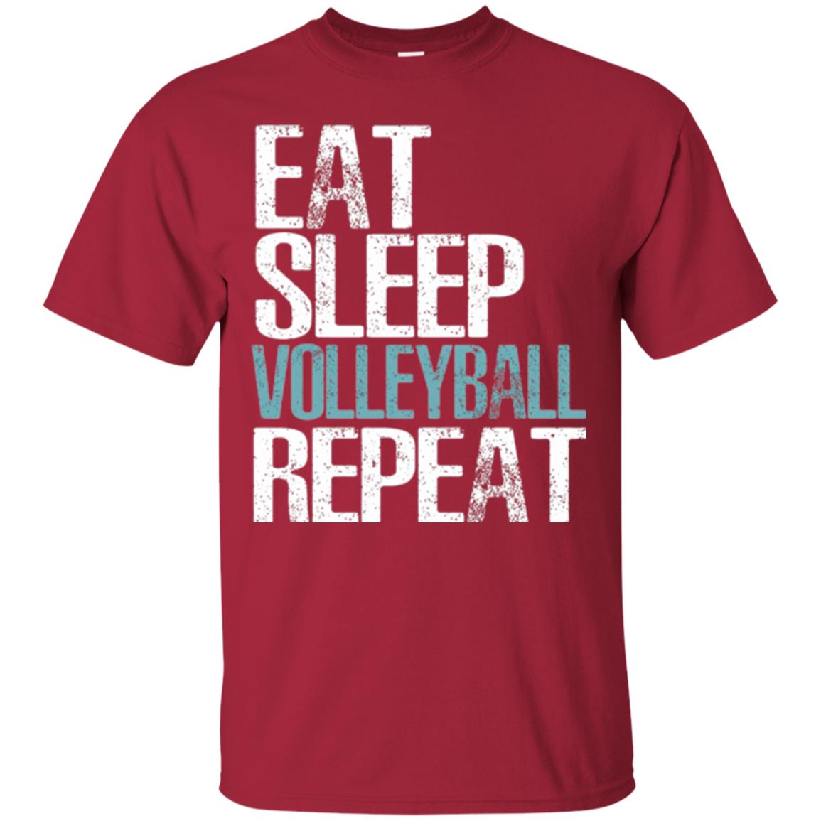 Volleyball T-shirt Eat Sleep Volleyball Repeat Cardinal