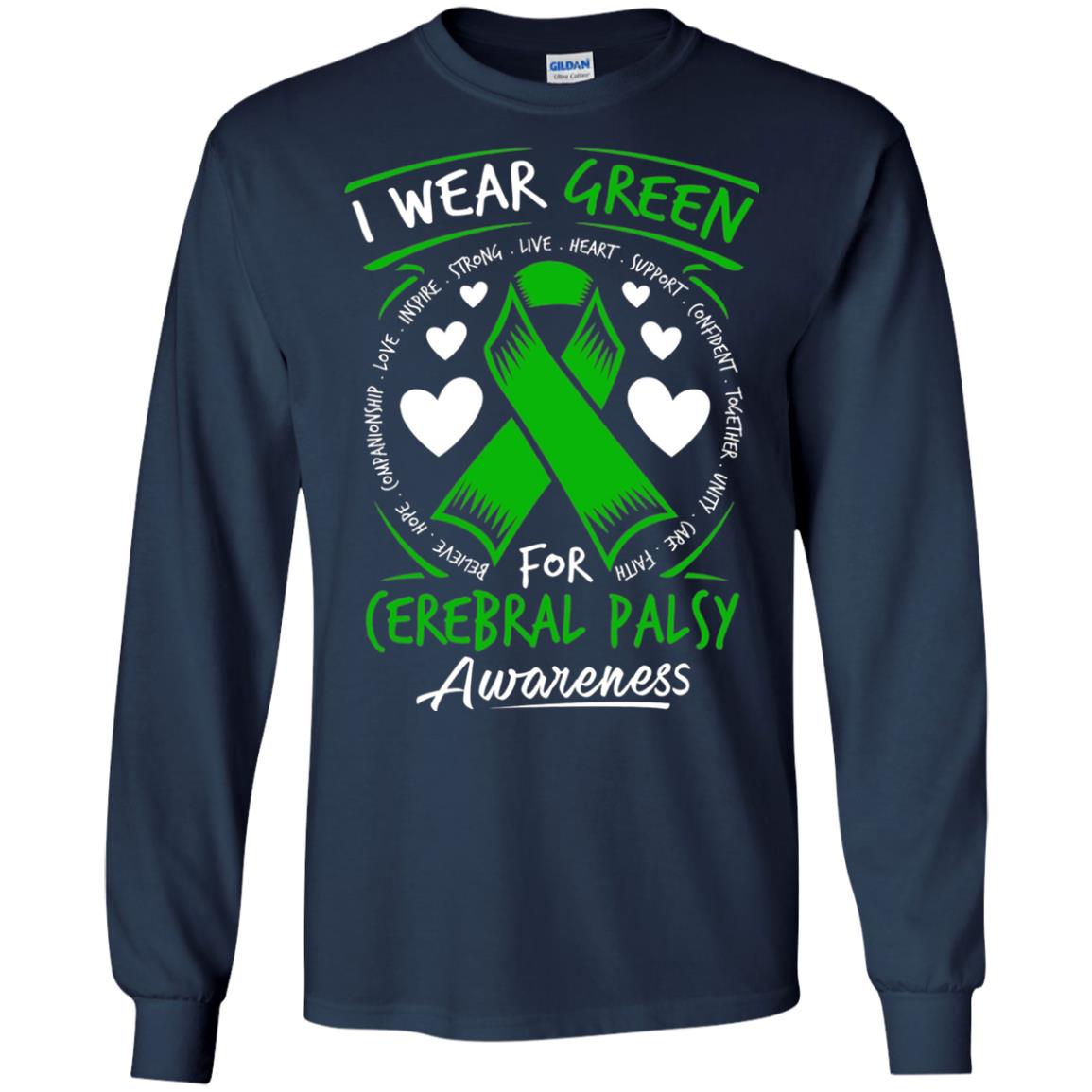 Cerebral Palsy Awareness T-shirt I Wear Green Navy