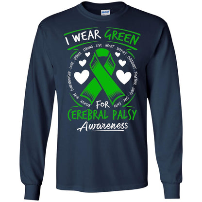 Cerebral Palsy Awareness T-shirt I Wear Green Navy