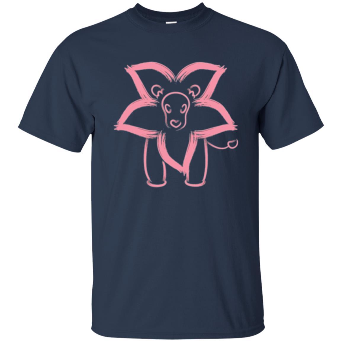 Cartoon T-shirt Flower Lion Outline Graphic Navy