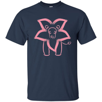 Cartoon T-shirt Flower Lion Outline Graphic Navy