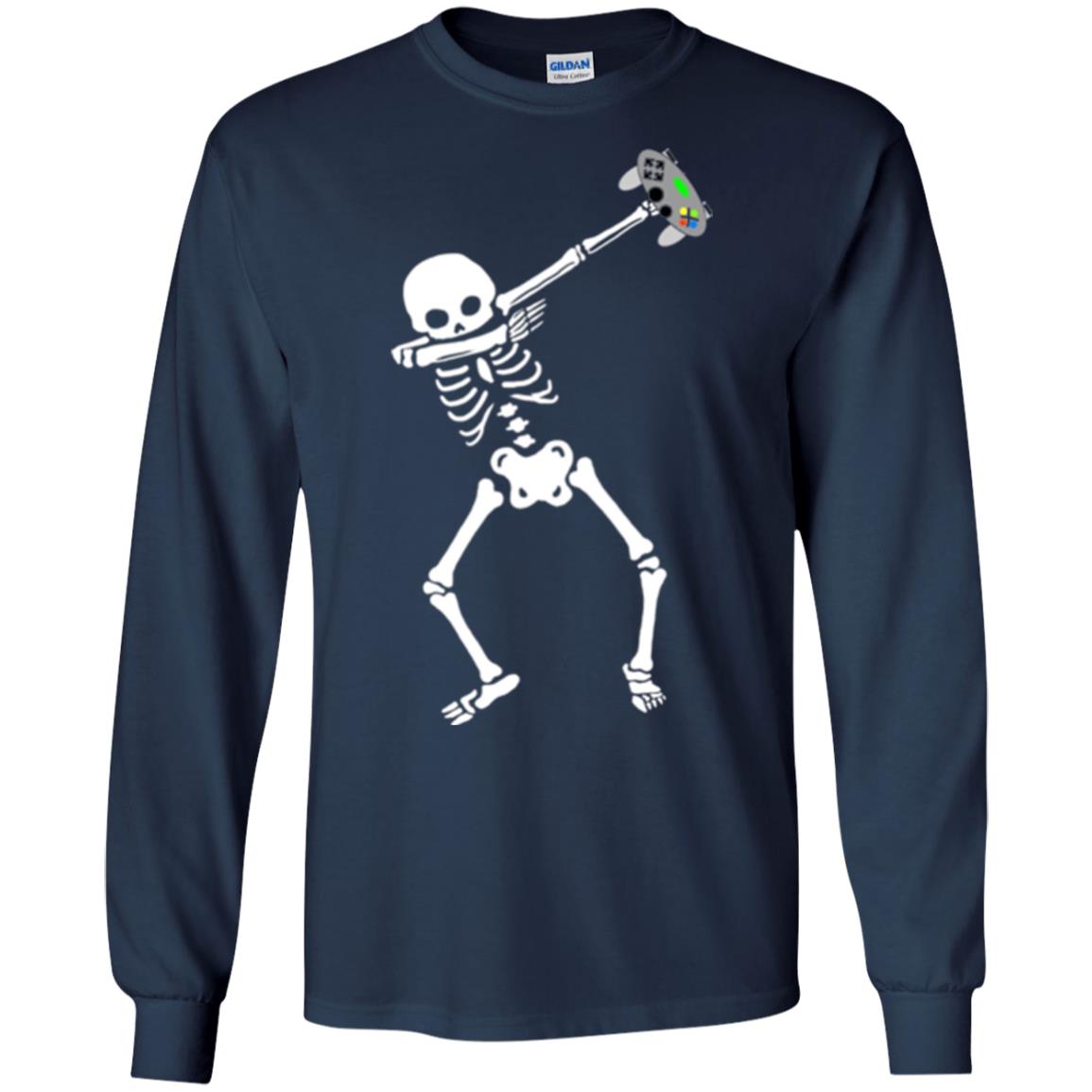 Gamer T-shirt Dabbing Skeleton Navy