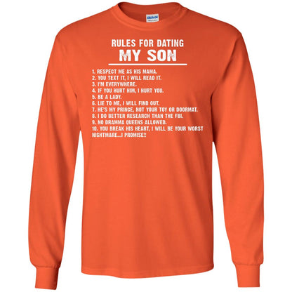Rules For Dating My Son Daddy Shirt Orange