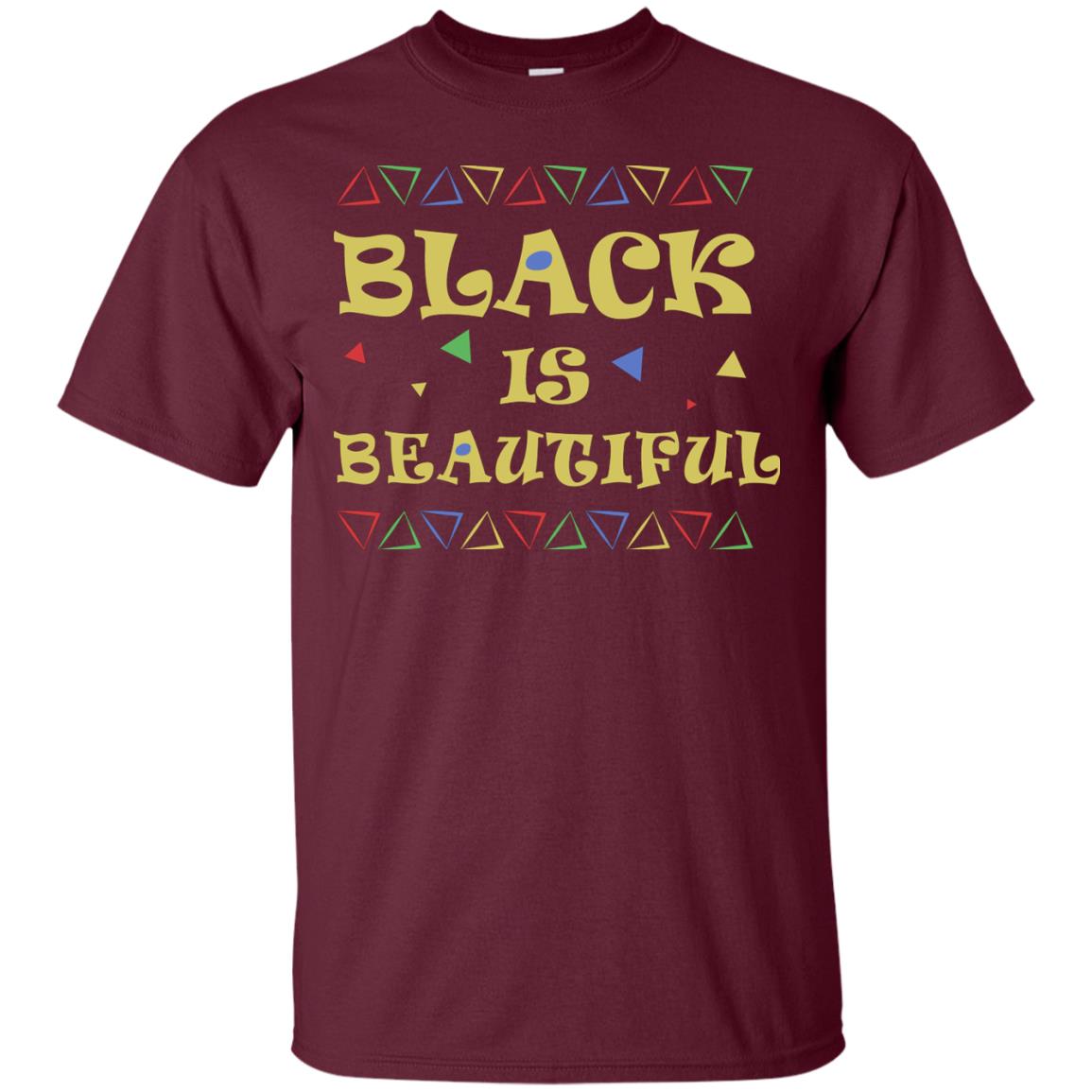 African American T-shirt Black Is Beautiful Maroon