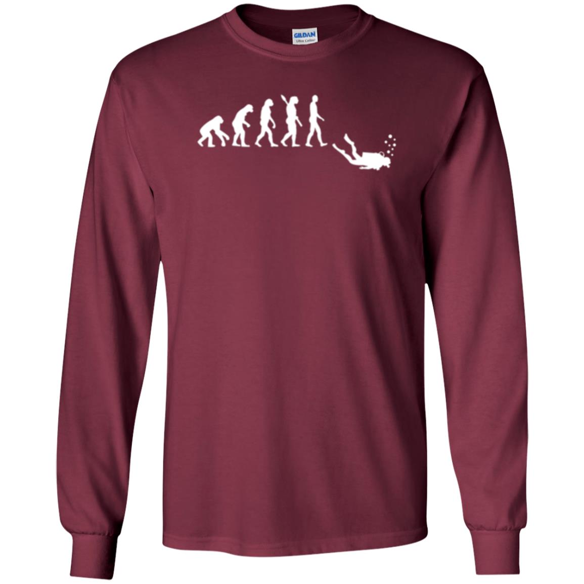 Evolution Of Man Funny Scuba Diving T-shirt Maroon