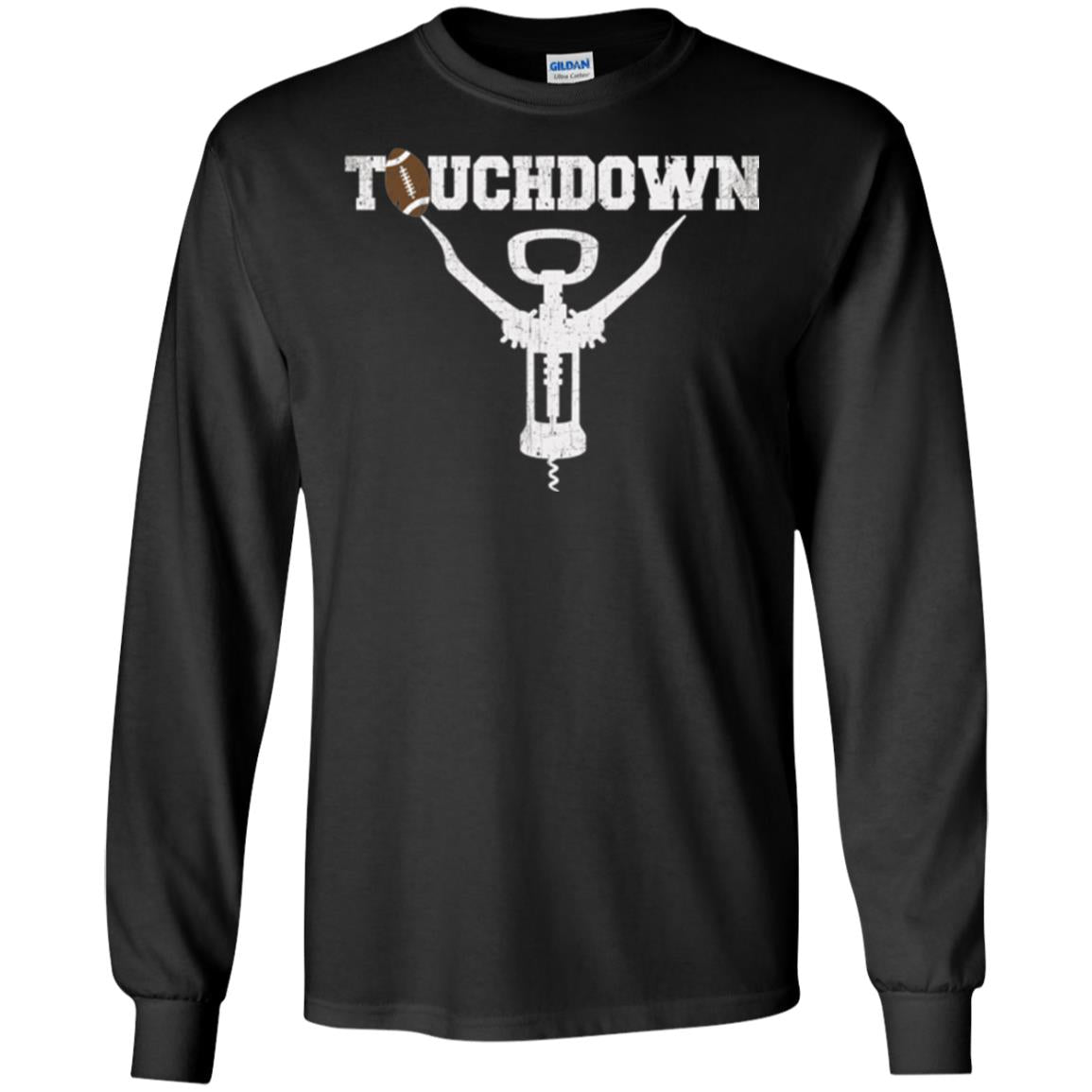 Football T-shirt Touchdown Funny Football Wine Lovers Black