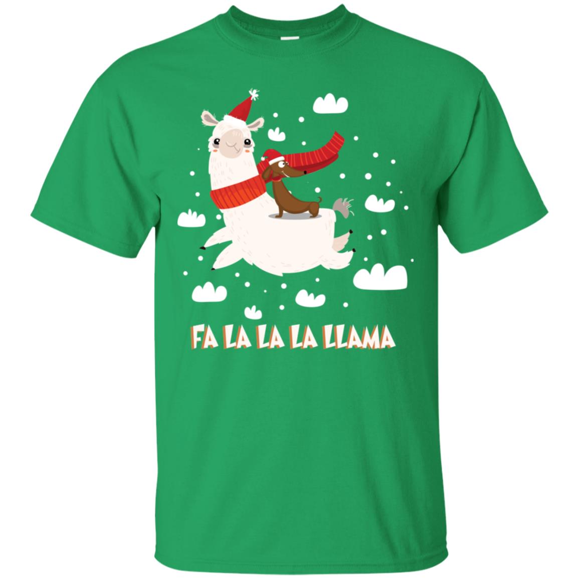 Fa La La La Llama With Dachshund X-mas Gift Shirt Irish Green