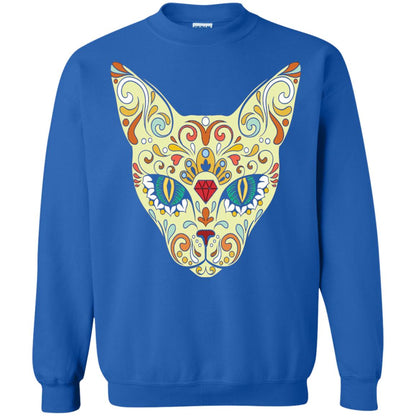 Cat Sugar Skull Design T-shirt Royal