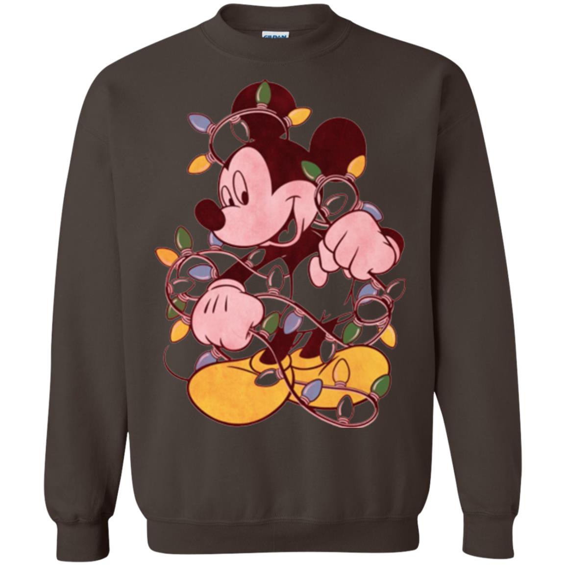 Christmas Lights T-shirt Disney Mickey Mouse Dark Chocolate