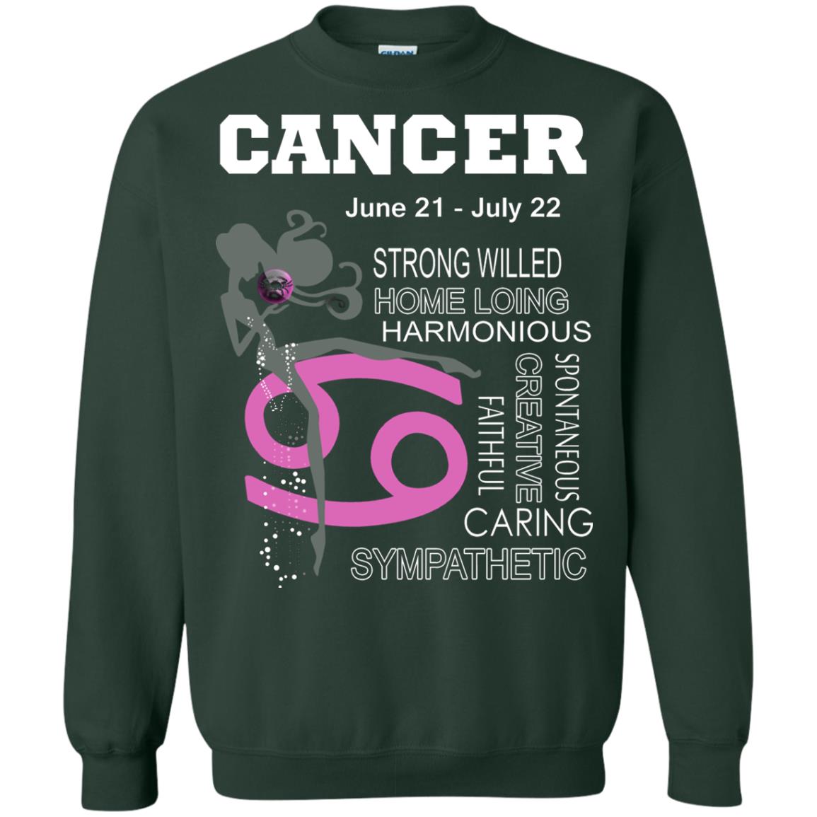 Cancer Strong Willed Home Loing Harmonious Faithful Creative Spontaneous Caring Sympathetic Forest Green