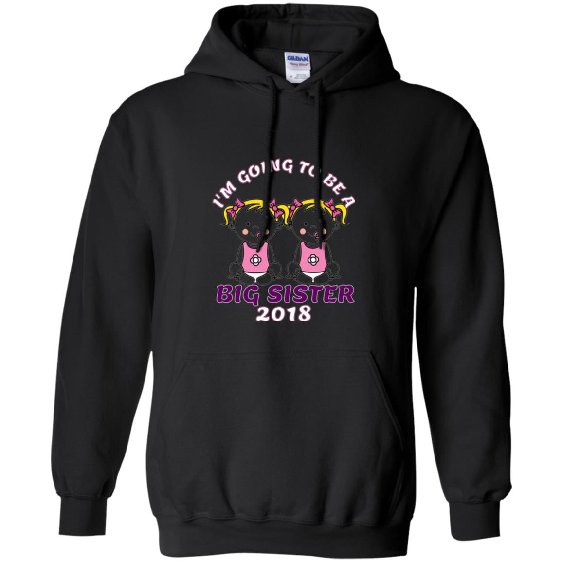 Family T-shirt I_m Going To Be A Big Sister Of Twins 2018 Black