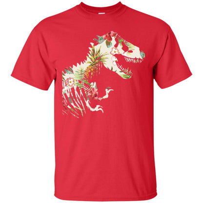 Dinosaur T-shirt Floral Tropical Hawaiian Pattern T Rex Red