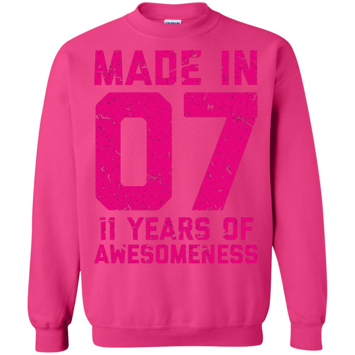 Made In 07 Age 11 Eleven Years Of Awesomeness T-shirt Heliconia