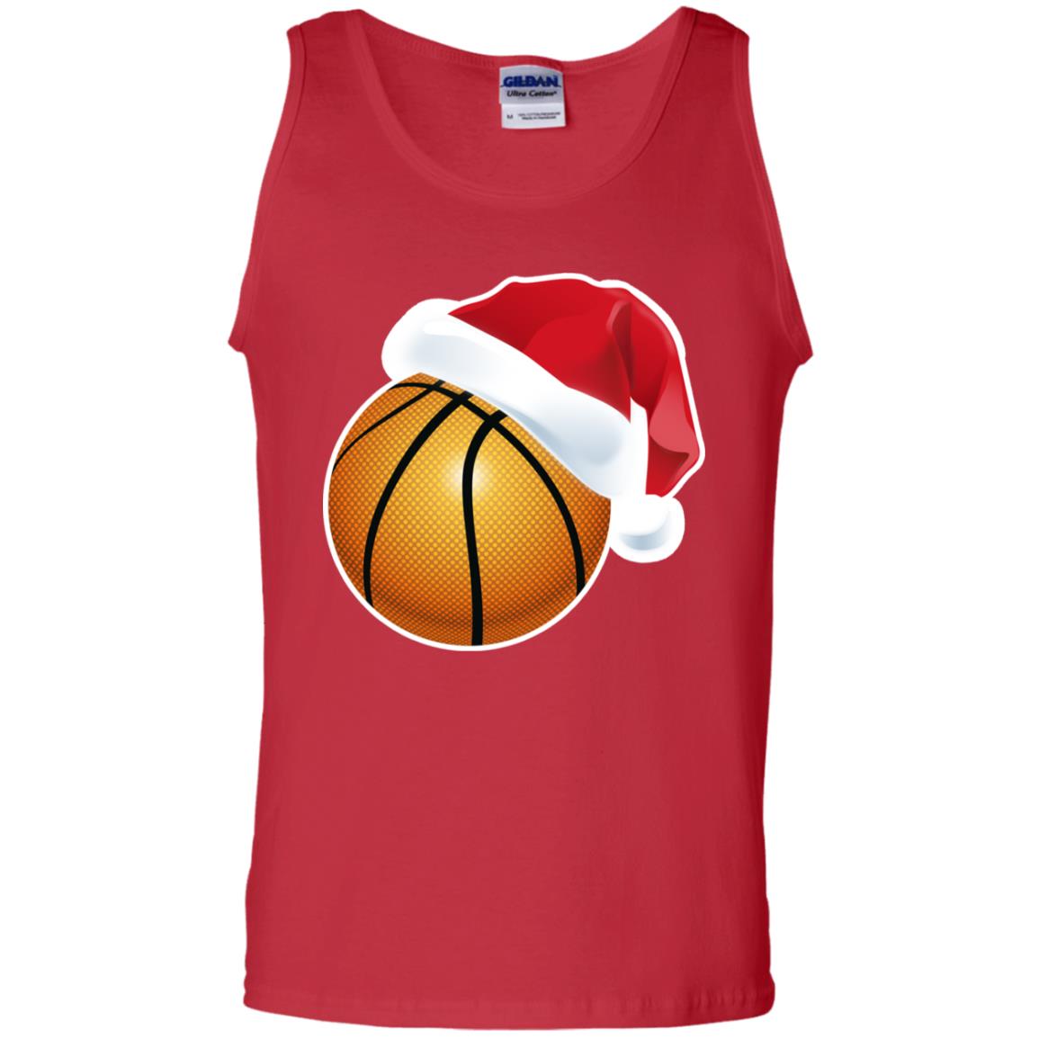 Basketball With Santa Claus Hat X-mas Shirt For Basketball Lovers Red