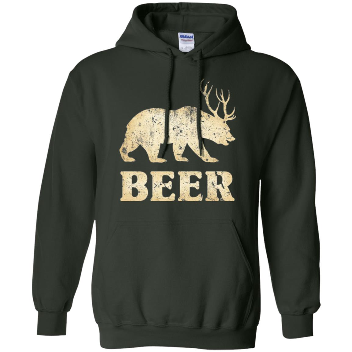 Beer T-shirt Vintage Bear Deer Forest Green