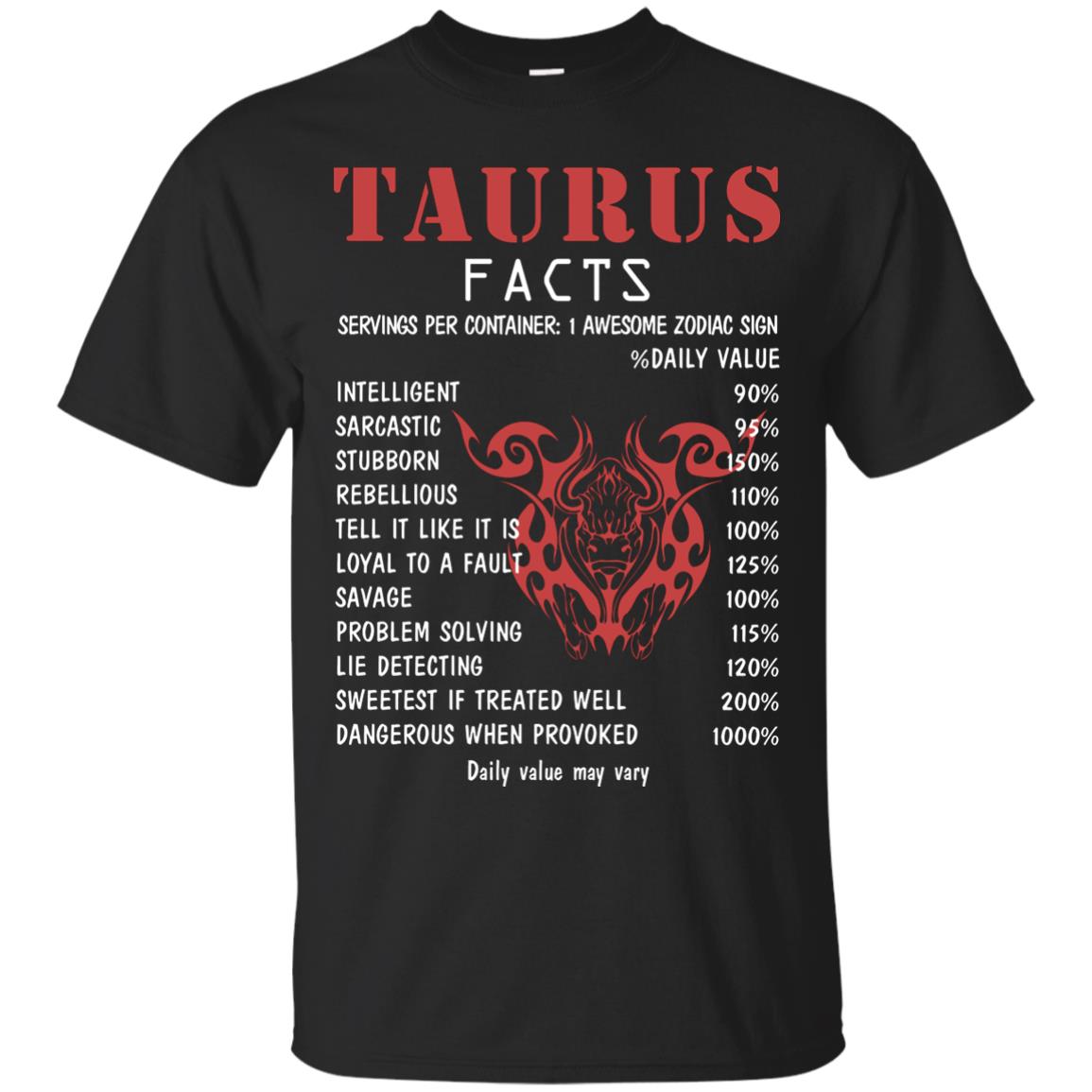Taurus Facts 1 Awesome Zodiac Sign Gift Shirt For Taurus Horoscope Black