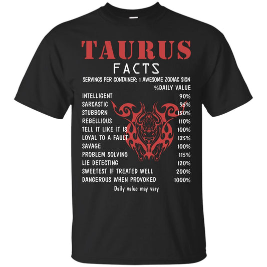 Taurus Facts 1 Awesome Zodiac Sign Gift Shirt For Taurus Horoscope Black