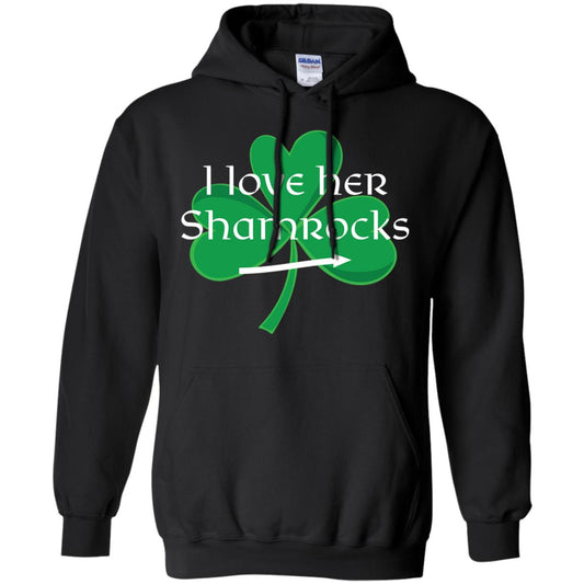 Saint Patrick_s Day T-shirt I Love Her Shamrocks Black