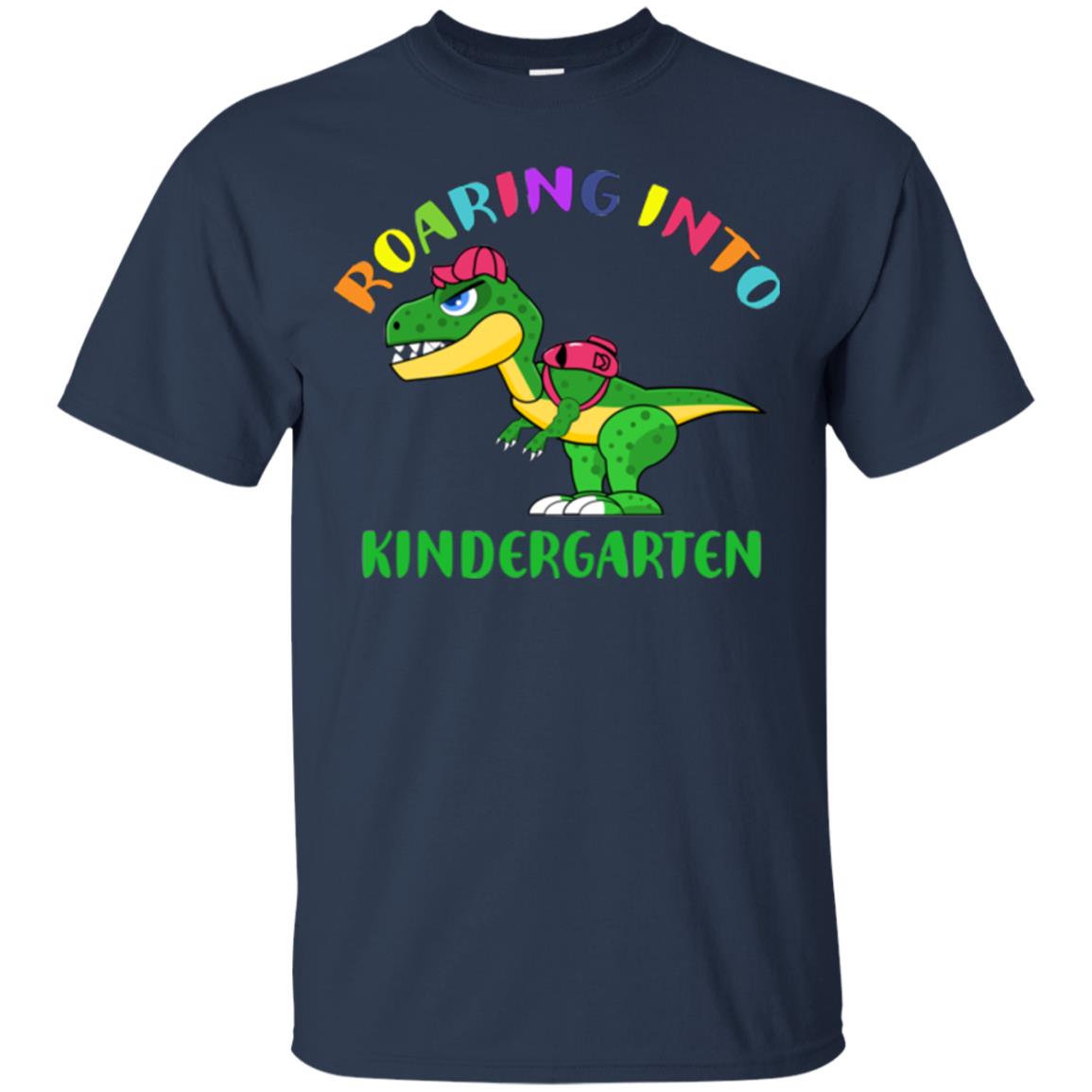 Roaring Into Kindergarten Happy First Day Of School Shirt Navy