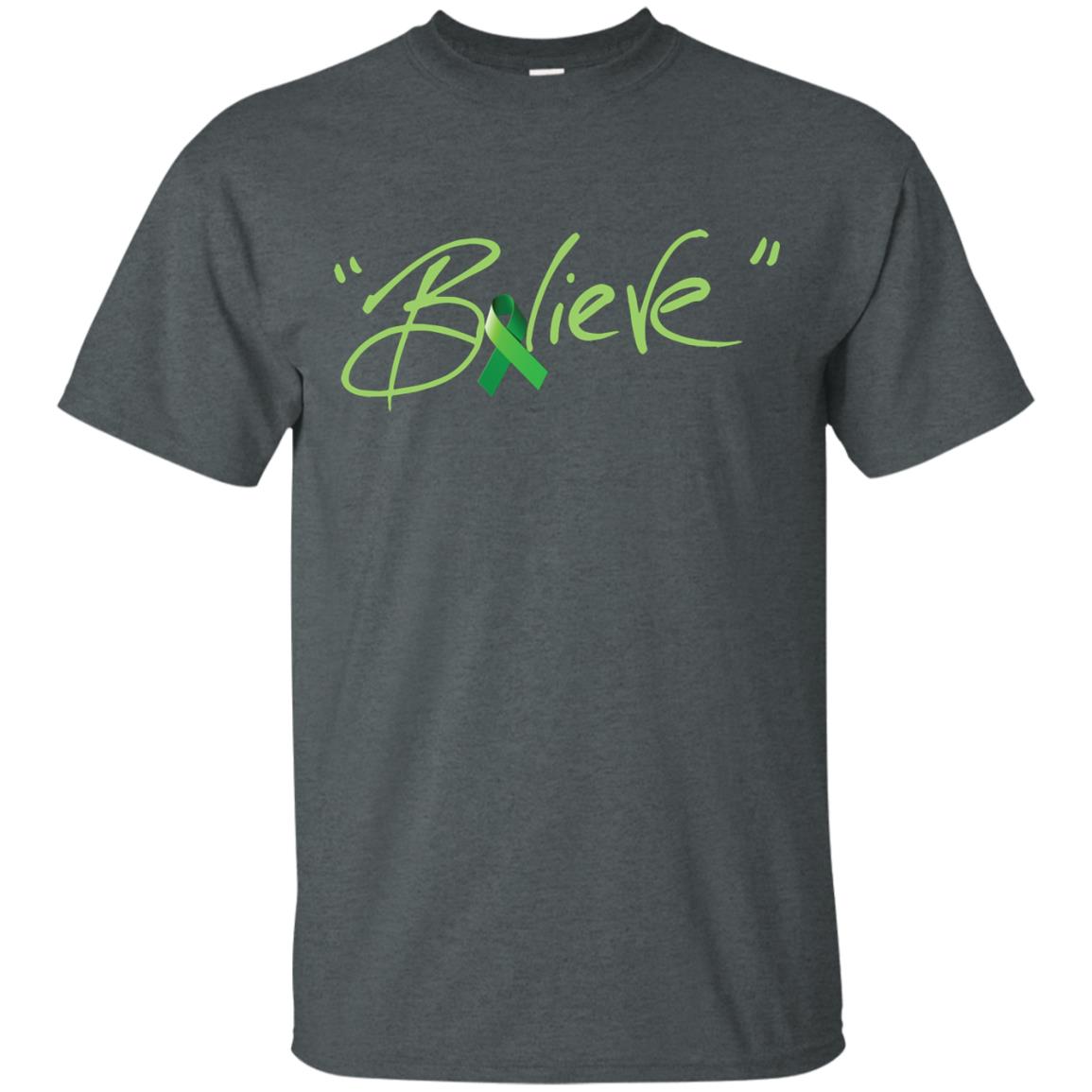 Kidney Cancer Awareness Shirt Kelly Green Ribbon Believe Dark Heather