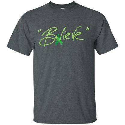 Kidney Cancer Awareness Shirt Kelly Green Ribbon Believe Dark Heather