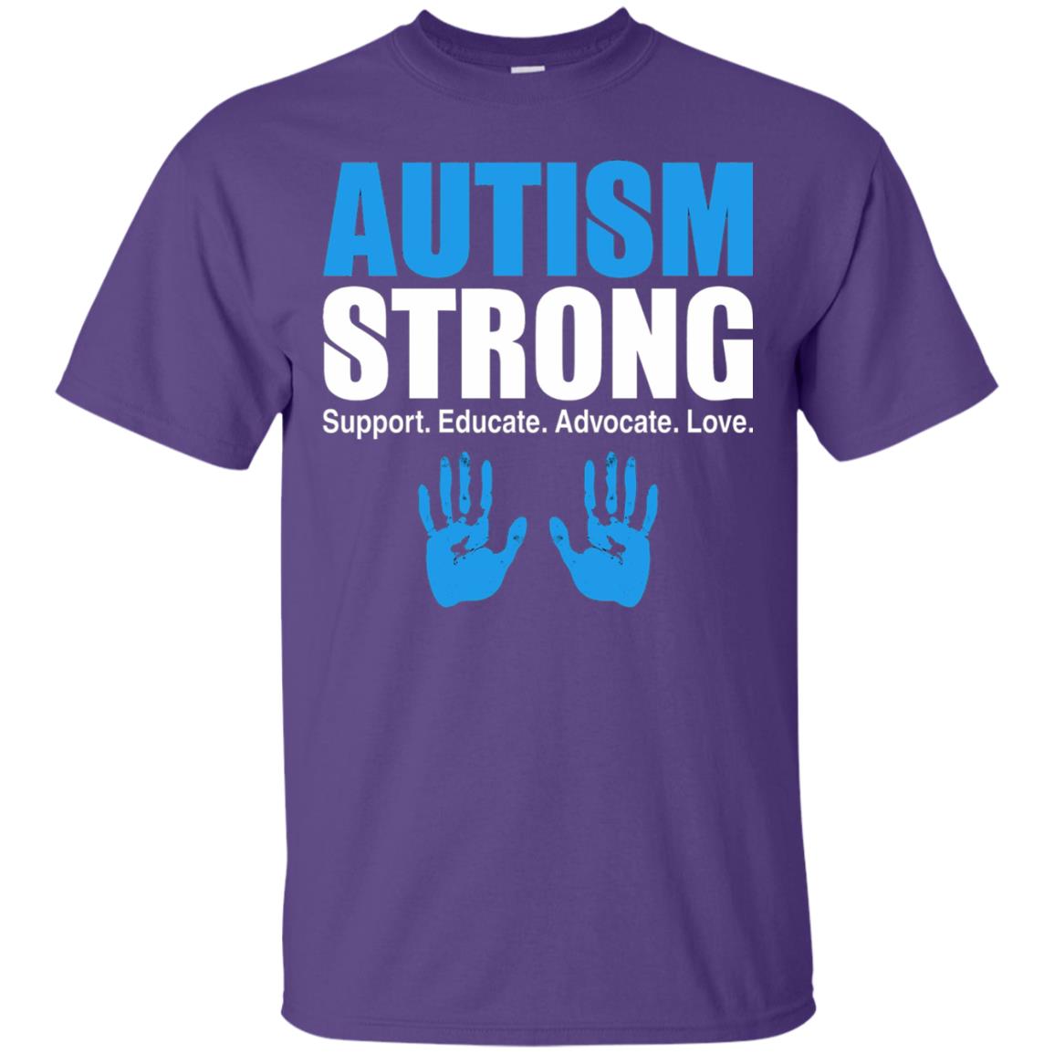 Autism Strong Support Educate Advocate Love T-shirt Purple