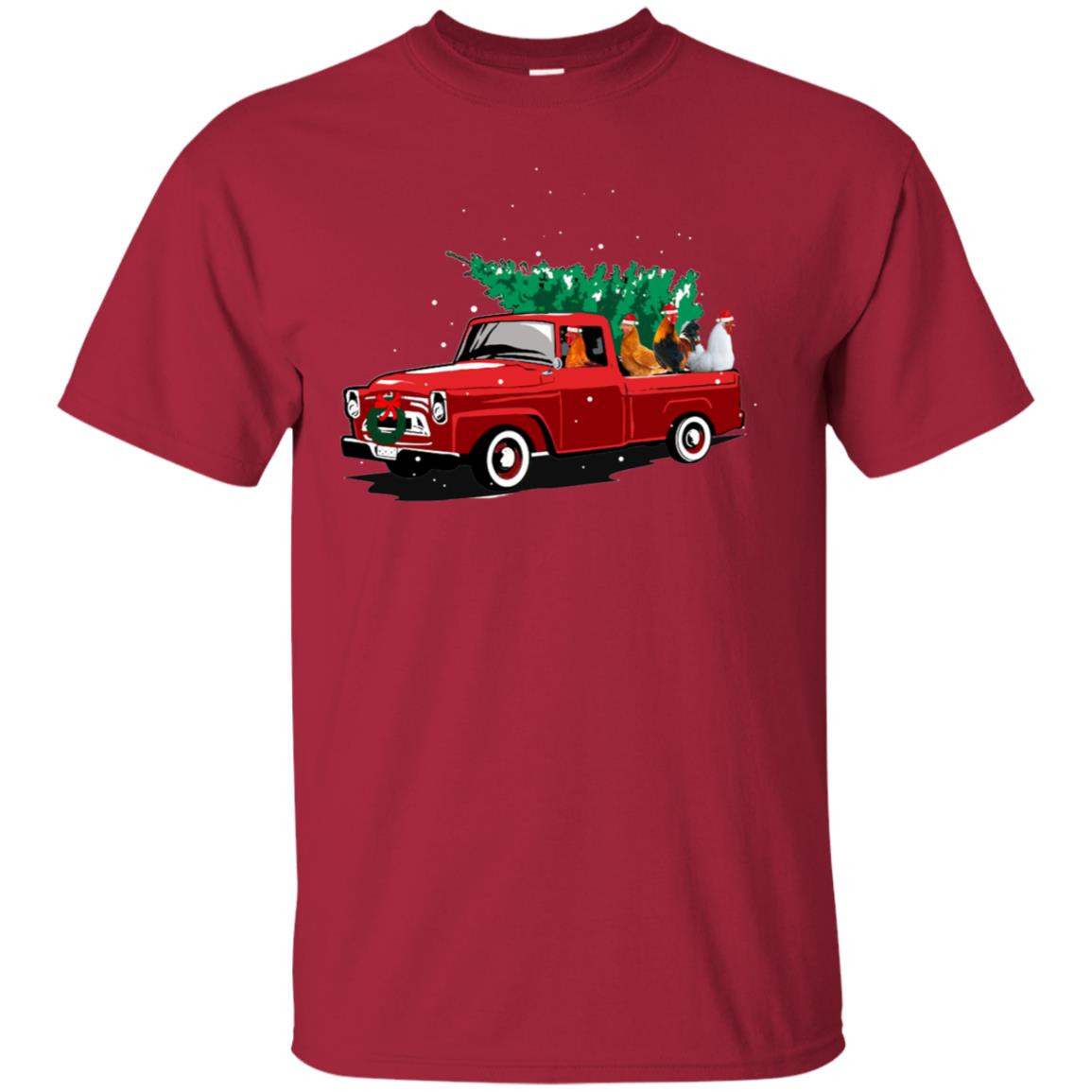 Chickens On Car Merry Christmas Gift Shirt For Mens Womens Cardinal