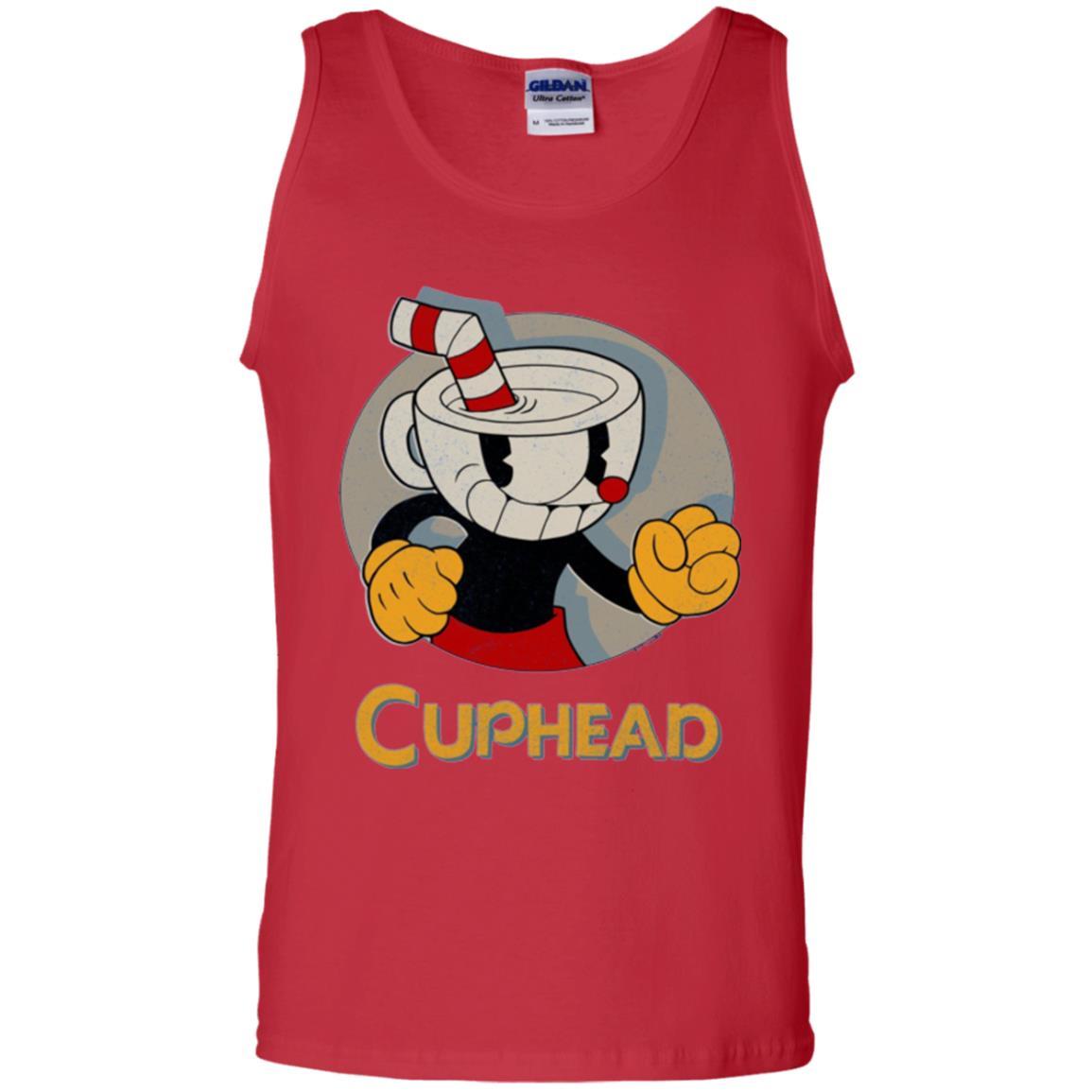 Cuphead Circle Shadow Profile Vintage Graphic T-shirt Red