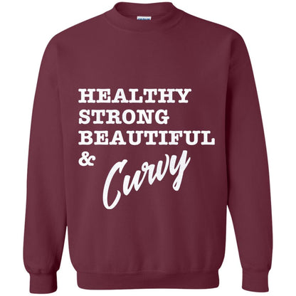 Bold Exercise T-shirt Healthy Strong Beautiful And Curvy Maroon