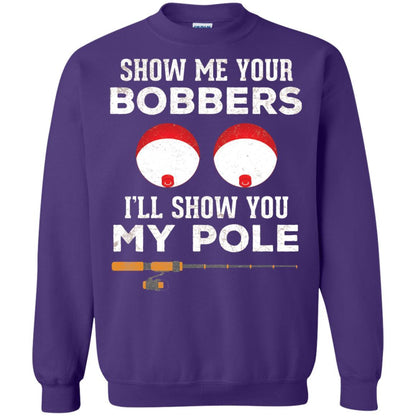 Fisherman T-shirt Show Me Your Bobbers Purple